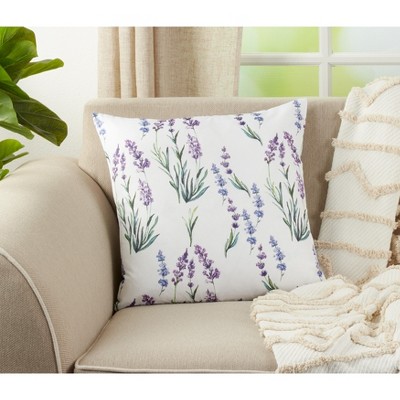 Lavender Floral Polyester Euro Pillow Cover