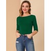 INSPIRE CHIC Women's Classic Solid Elbow Sleeves Round Neck Slim Fit T-Shirts - 3 of 4