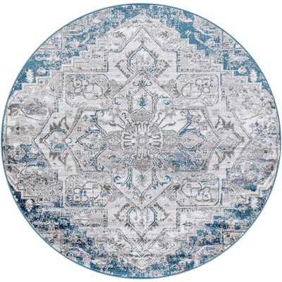 Mark & Day Angelo 5'3" Round Woven Indoor Area Rugs Ivory/Blue