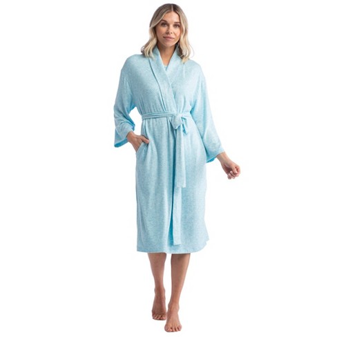 Softies Women's Dream Jersey Robe L/xl Heather Glacier Blue Light Blue ...