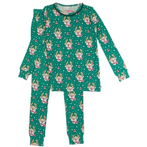 RuffleButts SoftSnooze Big Girls Ruffle Long Sleeve Pajama Set - 1 of 4
