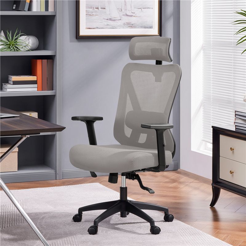 Yaheetech High Back Mesh Office Desk Chair with Multi-adjustable Headrest, 2 of 11