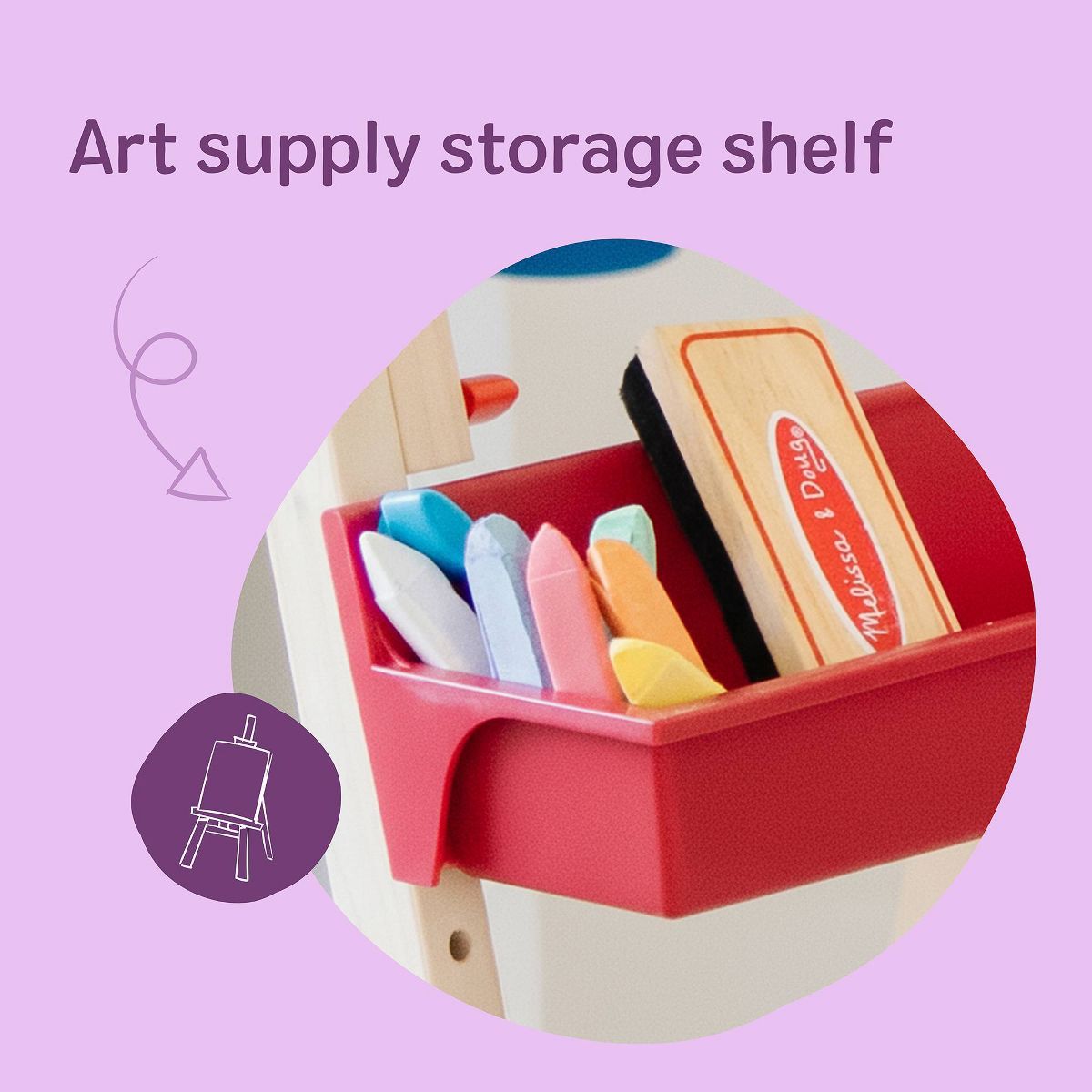 Melissa & Doug Deluxe Standing Art Easel - Dry-Erase Board, Chalkboard, Paper Roller - thumbnail 5