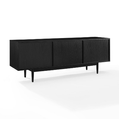 Mid-Century Modern Large Black Wood Record Storage Console