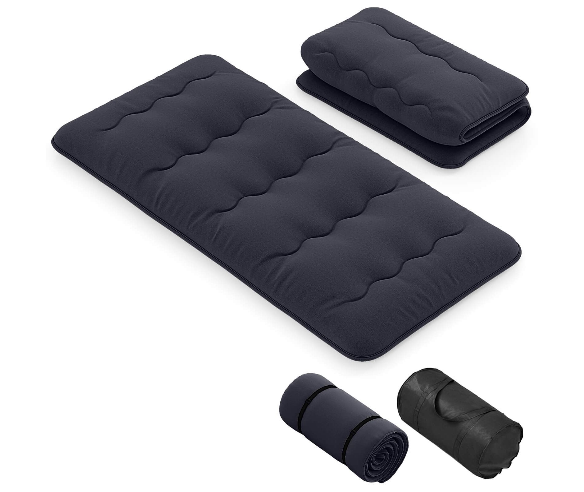 Costway Twin/Full/Queen/King Futon Mattress Japanese Floor Sleeping Pad Washable Cover Carry Bag Black