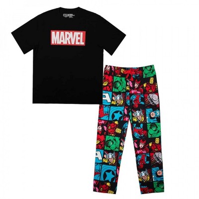 Mens Marvel Brick Logo and Classic Avengers Art Loungewear Set - XLarge