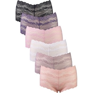 PACK OF 6 SOFRA WOMEN'S FLORAL LACE HIPSTER PANTY (LP9085LH) - 1 of 2