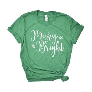 Simply Sage Market Women's Merry and Bright Cursive Short Sleeve Graphic Tee - 1 of 4