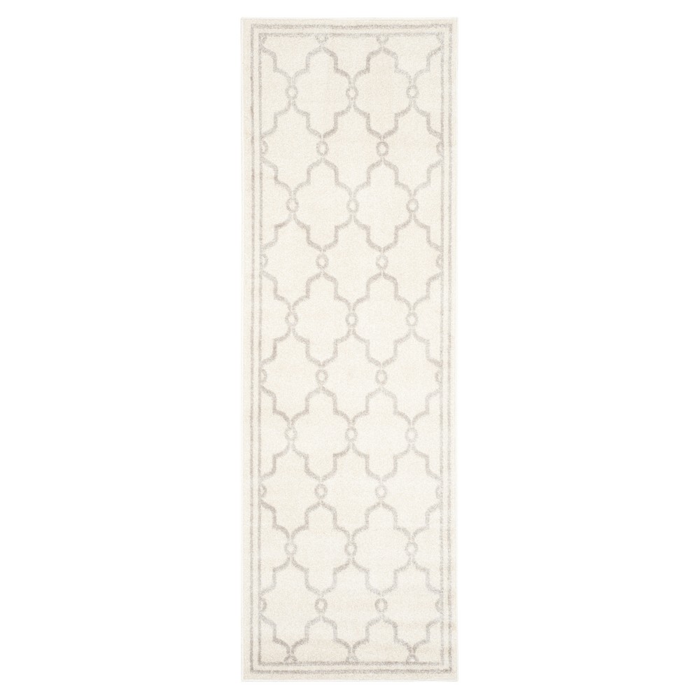 2'3inx11' Runner Prato Indoor/Outdoor Loomed Ivory/Light Gray - Safavieh