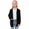 Clearlove Girls' Solid Color Knit Cardigan Long Sleeve Open Front Sweater with Pocket Cute Loose Fit Outerwear for Kids - 2 of 4