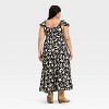 Women's Flutter Cap Sleeve Tiered Maxi A-Line Dress - Ava & Viv™ Black/Tan Floral - 2 of 3