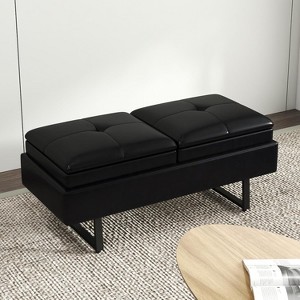 Kinsuite Reception Chairs Entryway Bench - Waiting Room Chair with PU Leather - 1 of 4