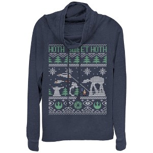 Juniors Womens Star Wars Ugly Christmas Sweet Hoth Cowl Neck Sweatshirt - 1 of 3