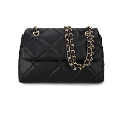Quilted Crossbody Purses for Women Small Ladies Shoulder Bags with Chain Trendy Clutch Purse Cute Designer Bag Black