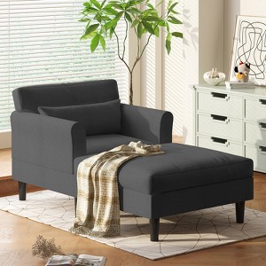 Mjkone 37'' Ice Velvet Chaise Lounge Sofa Couch - 1 of 4