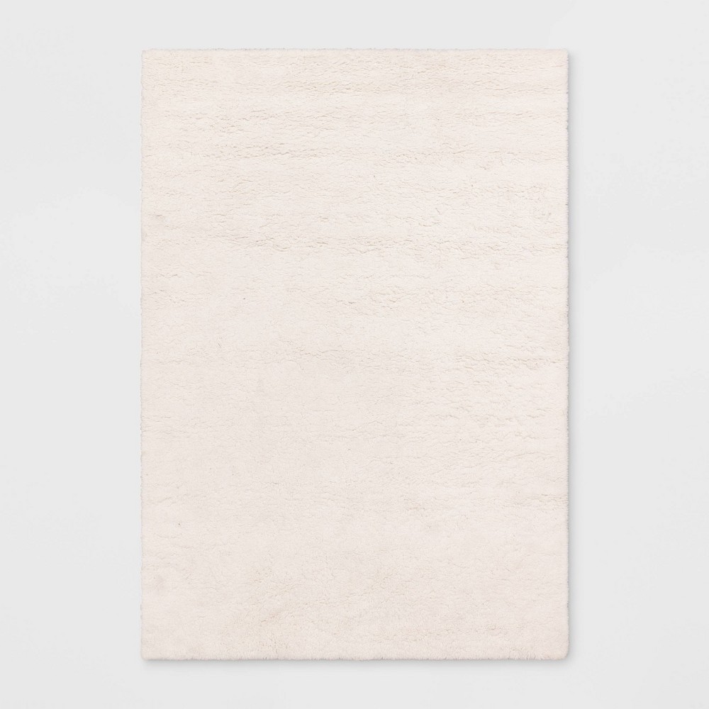 Photos - Area Rug 7'x10' Plush Shag Washable  Cream - Room Essentials™