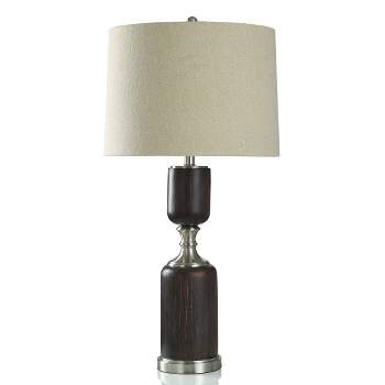 Mid-Century Modern Design with Faux Wood Finish Table Lamp Silver - StyleCraft