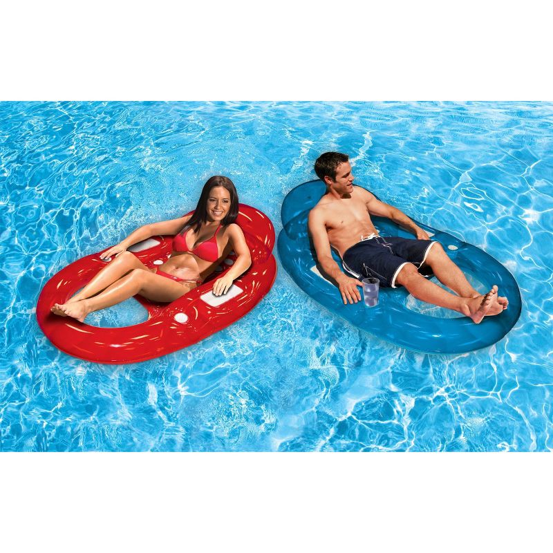 Poolmaster Deluxe French Lounge-Dual Pack Swimming Pool Floats - Blue/Red/White, 5 of 6