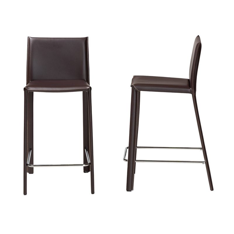 Set of 2 Crawford Leather Counter Height Stools - Baxton Studio, 5 of 10