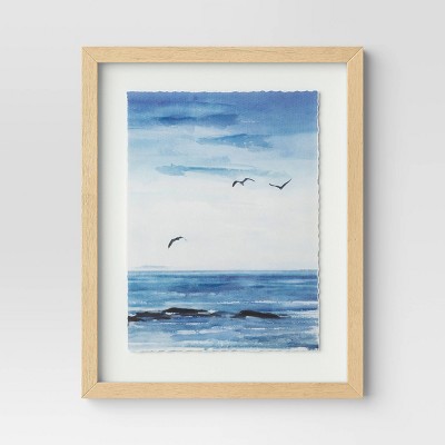 Set of 2 Natural Framed Seascape Posters