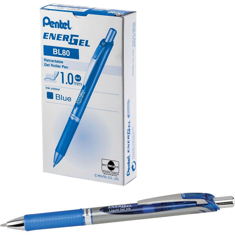 Pentel EnerGel RTX Gel Pens Blue Ink Dozen BL80-C, 1 of 6