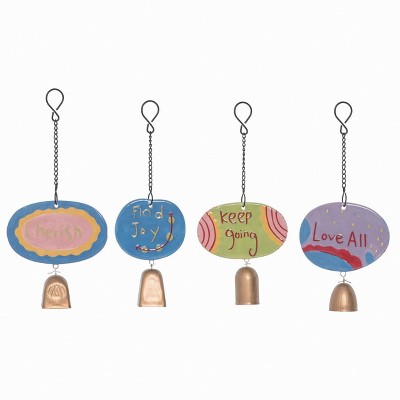 Transpac Ceramic Motivational Garden Bell Set of 4 Spring Home Decorations