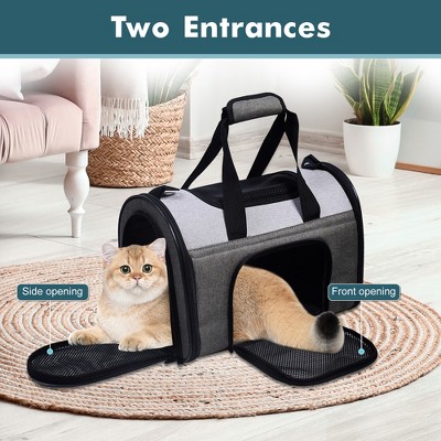 Gray Soft-Sided Airline Approved Pet Carrier for Small Pets