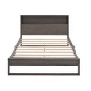 Queen Size Platform Bed, Wood Bed Frame With Storage Headboard, Sockets, USB Ports, Load Bearing Up To 400LBS, No Box Spring Required - 2 of 4