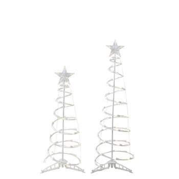 Northlight Set of 2 LED Lighted Warm White Outdoor Spiral Christmas Cone Trees 3', 4'