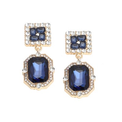 SOHI Women's Blue  Crystal Drop Earrings