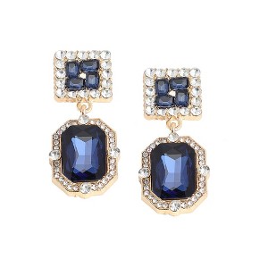 SOHI Women's Blue  Crystal Drop Earrings - 1 of 3