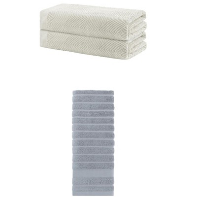 REGALWOVEN Bathroom Gym SPA Cotton Soft Absorbent Bath Hands Towel Set 2 Pcs