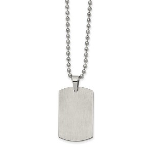 Black Bow Jewelry Stainless Steel Reversible Engravable Dog Tag Necklace, 22 Inch - 1 of 4
