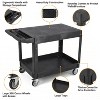 2-Tier Heavy Duty Rolling Utility Cart – 550 Lb Capacity Plastic Service Cart with Ergonomic Handle & Lockable Swivel Wheels, Black - 3 of 4