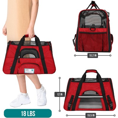Large Red Soft Sided Airline Approved Pet Carrier