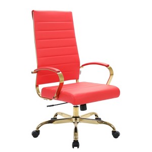 LeisureMod Benmar High-Back Leather Office Chair with Swivel, Tilt, Adjustable Height, Ergonomic Design for Home Office, Study, or Workspace - 1 of 4
