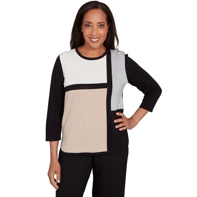 Alfred Dunner Women's Colorblock Long Sleeve Sweater