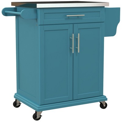 HOMCOM Rolling Kitchen Island Utility Trolley, Storage Cart on Wheels With Drawer
