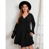 Plus Size Women's Flowy Maxi Dress - V-Neck Ruffled Tiered Dress with Bell Sleeves and Waist Tie - 3 of 4