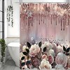 Paaaawaters 1-Piece Sparkling Pink Rose Shower Curtain Set - Elegant, Waterproof Bathroom Decor with 12 Easy-Glide Hooks - 2 of 4