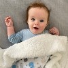 Everyday Kids Gray and Blue Elephant Baby Blanket – 30" x 40", High Pile Fleece and Mink, - 4 of 4