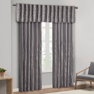 MAYEERTY 50x18" Faux Silk Embroidered Window Valance Grey