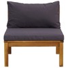 vidaXL Sectional Middle Sofa with Dark Gray Cushions Solid Acacia Wood - 3 of 4