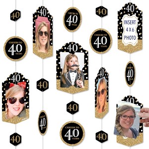 Big Dot of Happiness Adult 40th Birthday - Gold - Birthday Party Vertical Photo Garland 35 Pieces - 1 of 4