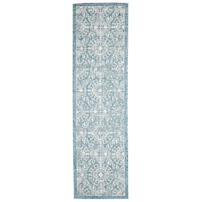 Liora Manne Carmel Antique Tile Indoor/outdoor Rug Aqua 1'11