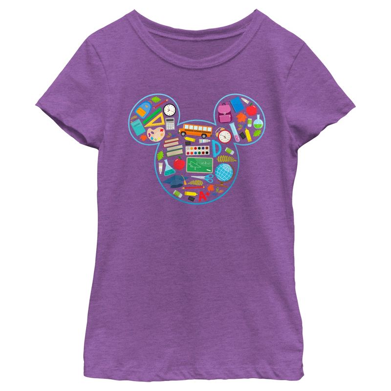 Girl's Mickey & Friends Teacher Supplies Logo T-Shirt, 1 of 5