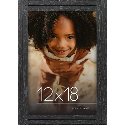 Americanflat 12x18 Rustic Picture Frame In Charcoal Black With Textured ...