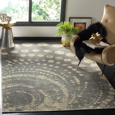 Light Grey and Multi Geometric Wool and Viscose Area Rug