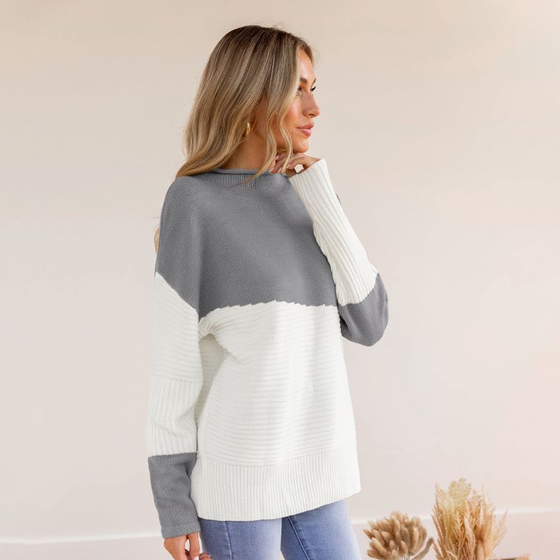 Women's Ribbed Colorblock Mock Neck Sweater - Cupshe, 2 of 7