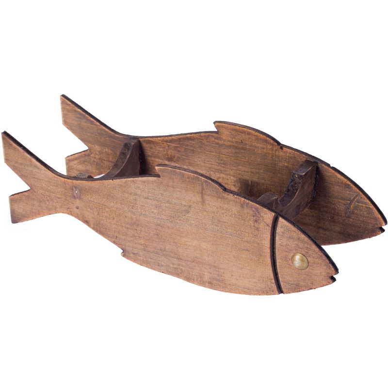Vintiquewise Wooden Fish Shaped Vintage Decorative Single Bottle Wine Holder, 4 of 8